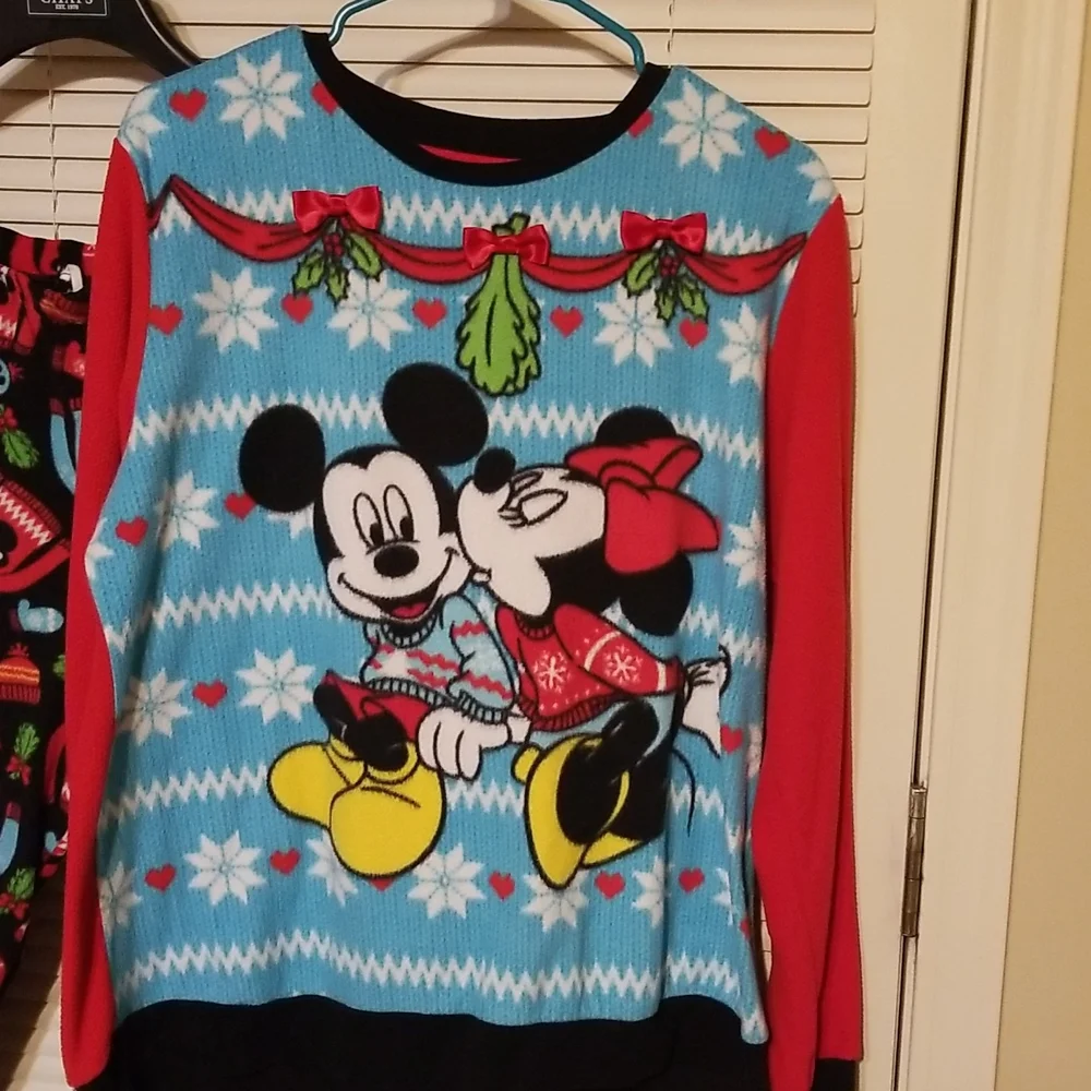 Womens Mickey & Minnie Holiday 2 PC Pajamas - Picture 2 of 5